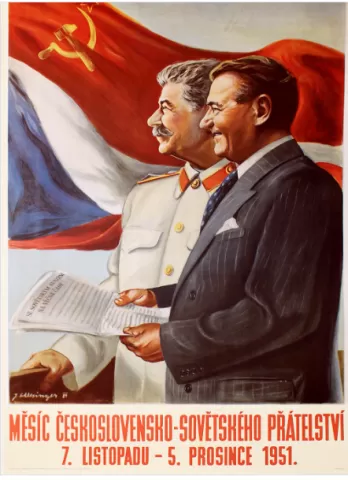 Czechoslovak poster celebrating the month of Czechoslovak-Soviet